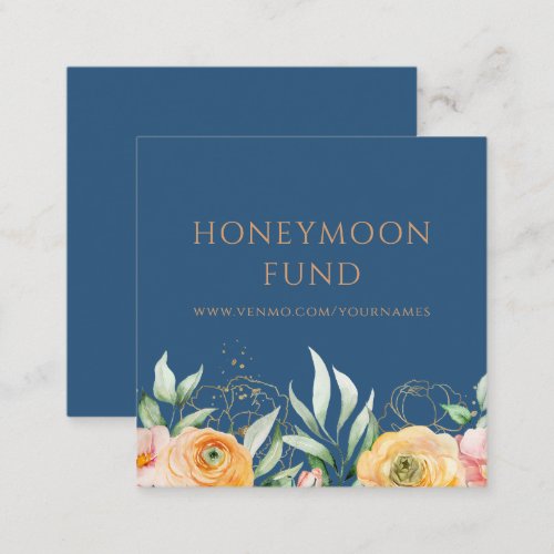 Honeymoon Fund QR Code Elegant Floral Wedding Enclosure Card