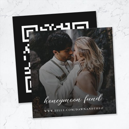Honeymoon Fund  QR Code Elegant Photo Wedding Enclosure Card