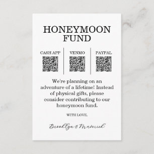 Honeymoon Fund QR Code Enclosure Card