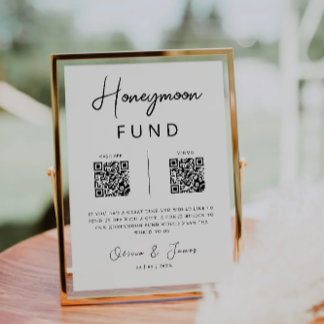 Honeymoon Fund QR Code Minimalist, Wedding  Invitation