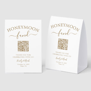 Honeymoon Fund QR Code Minimalist Wedding Paper Table Tent
