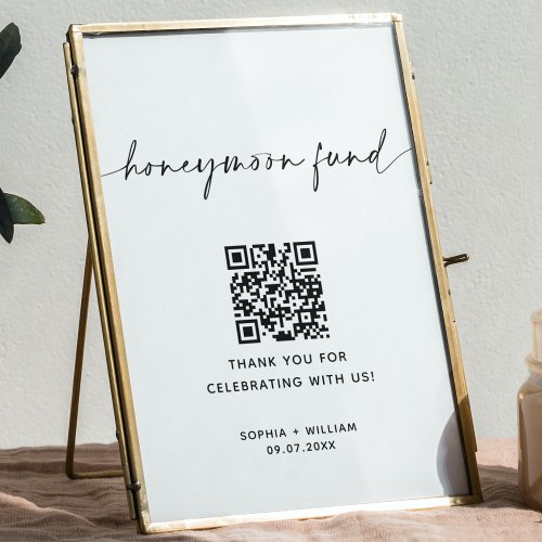 Honeymoon Fund QR Code Minimalist Wedding Sign