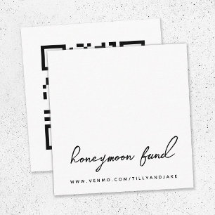Honeymoon Fund   QR Code Minimalist White Wedding  Enclosure Card