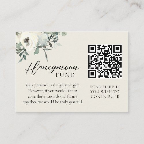Honeymoon Fund QR Code Registry Enclosure Card