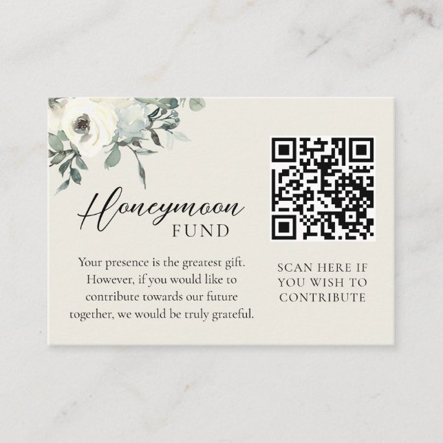 Honeymoon Fund QR Code Registry Enclosure Card (Front)