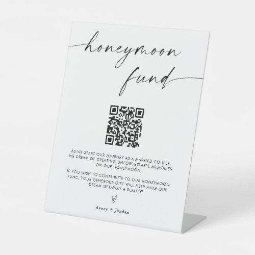 Honeymoon Fund QR Code Sign  8x10 Modern Wedding