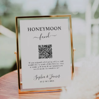 Honeymoon Fund QR Code Sign Printable, Wedding  Invitation