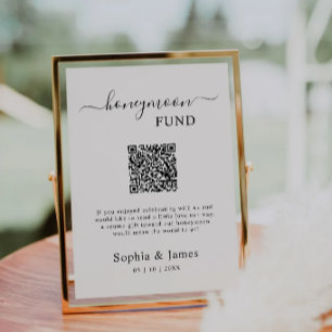 Honeymoon Fund QR Code Sign Printable, Wedding  Invitation