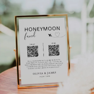 Honeymoon Fund QR Code Sign, Wedding Honeymoon In Invitation