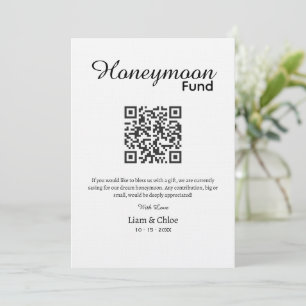 Honeymoon Fund QR Code Sign, Wedding Honeymoon In  Invitation