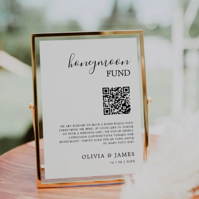 Honeymoon Fund QR Code Sign, Wedding  Invitation (Honeymoon Fund QR Code Sign, Wedding Invitation)