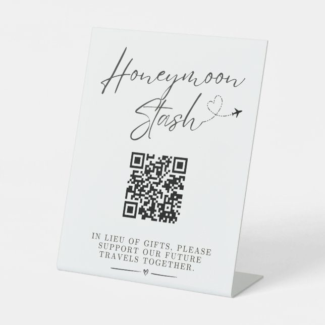 Honeymoon Fund QR Code Tabletop Wedding Sign  (Front)