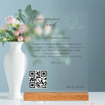 Honeymoon Fund Qr Code Travel Fund Request Gift  Acrylic Sign<br><div class="desc">Introducing our delightful table sign for the honeymoon fund, travel requests, and wedding registry! Get ready to infuse your wedding celebration with some fun and flair. Completely customizable, from your names to payment details (Venmo, PayPal, Zelle, etc.), this sign is all about making your special day uniquely yours. With a...</div>