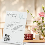 Honeymoon Fund Qr Code Travel Fund Request Gift  Pedestal Sign<br><div class="desc">Introducing our delightful table sign for the honeymoon fund, travel requests, and wedding registry! Get ready to infuse your wedding celebration with some fun and flair. Completely customizable, from your names to payment details (Venmo, PayPal, Zelle, etc.), this sign is all about making your special day uniquely yours. With a...</div>