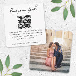 Honeymoon Fund QR Code Wedding Photo Minimal White Enclosure Card<br><div class="desc">Simple, stylish wedding honeymoon fund photo enclosure card in a modern minimalist design style with an elegant natural script typography in classic black on a white background, with an informal handwriting style font. The text can easily be personalized with your title, payment URL (zelle, venmo, paypal etc), scannable QR code,...</div>
