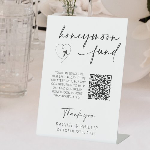 Honeymoon Fund QR Code Wedding Reception Pedestal Sign