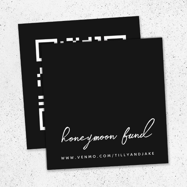 Honeymoon Fund | QR Code Wedding Registry Black Enclosure Card (Creator Uploaded)
