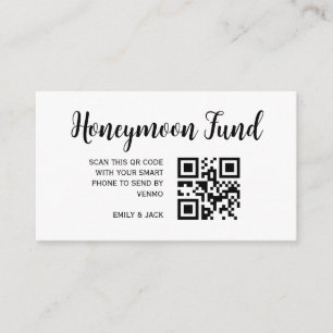 Honeymoon Fund QR Code Wedding Registry Gift Enclosure Card