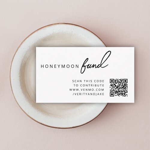 Honeymoon Fund QR Code Wedding Registry Minimalist Enclosure Card