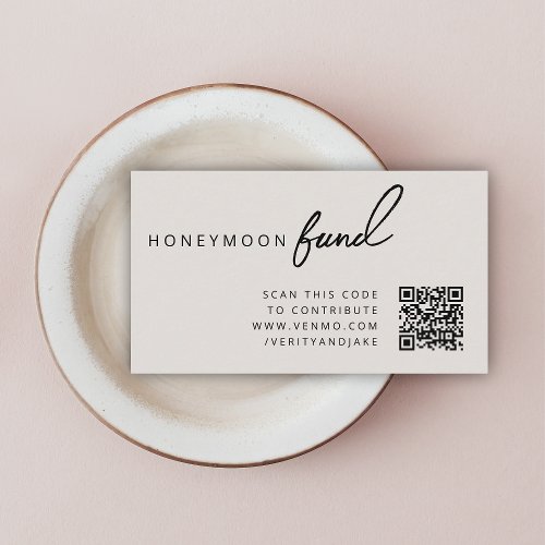 Honeymoon Fund QR Code Wedding Registry Neutral Enclosure Card