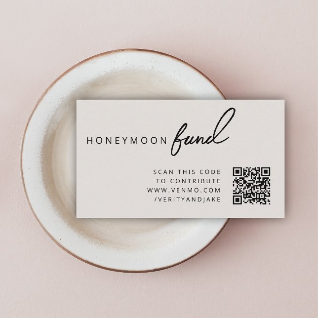 Honeymoon Fund QR Code Wedding Registry Neutral Enclosure Card (Creator Uploaded)