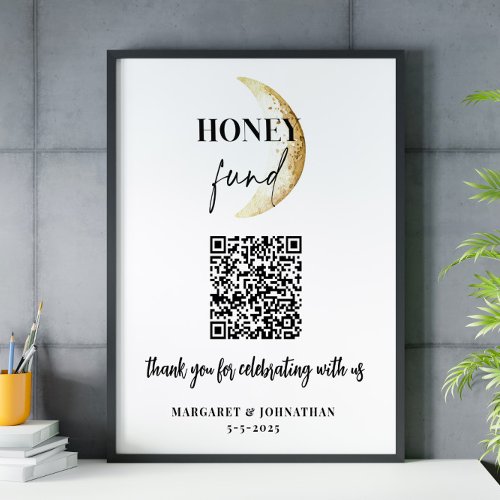 Honeymoon Fund QR Code  Wedding sign Poster