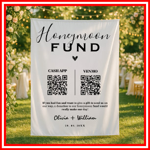 Honeymoon Fund QR Honeymoon Wish Wedding Backdrop