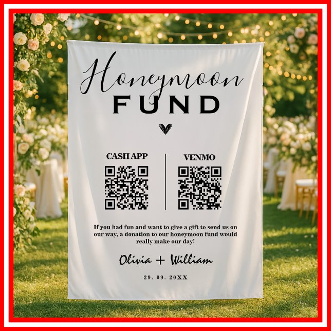 Honeymoon Fund QR Honeymoon Wish Wedding Backdrop (Creator Uploaded)