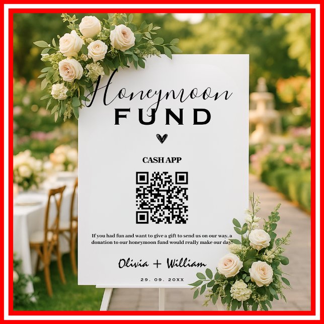 Honeymoon Fund QR Modern Honeymoon Wedding Sign (Creator Uploaded)
