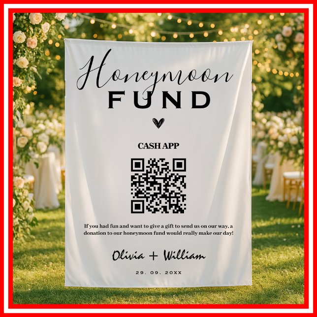 Honeymoon Fund QR Modern Wedding Backdrop (Creator Uploaded)