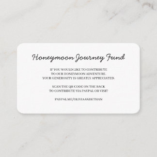 Honeymoon Fund QR Wedding Design Enclosure Card