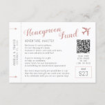 Honeymoon Fund Registry Wish Request Enclosure Card<br><div class="desc">Unique and Creative Honeymoon Fund Registry Wish Request Card with Custom QR Code that looks like a Retro Boarding Pass Plane Ticket and includes a ready-made honeymoon registry fund poem for the couple craving adventure and fun instead of pots and pans and sheets for the house. Shown in rose gold...</div>
