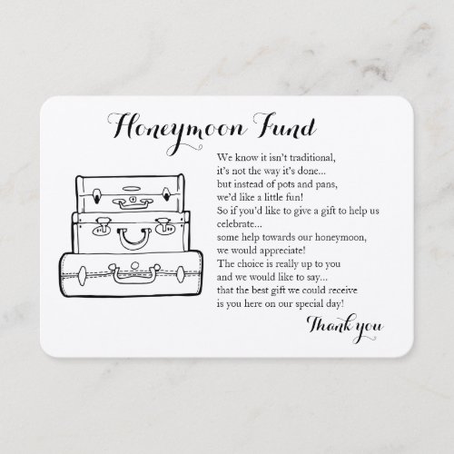 Honeymoon fund request wedding insert card