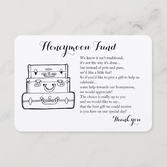 Honeymoon fund request wedding insert card (Front)