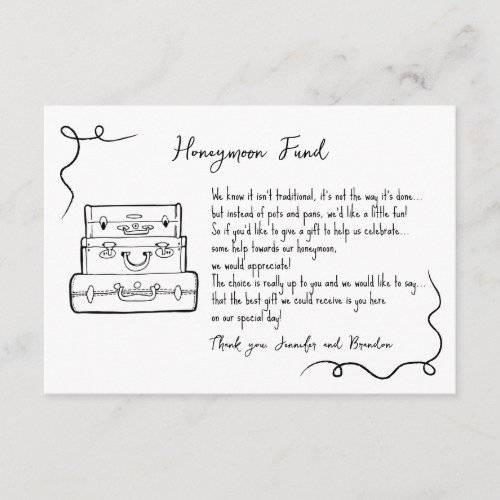 Honeymoon fund request wedding insert card