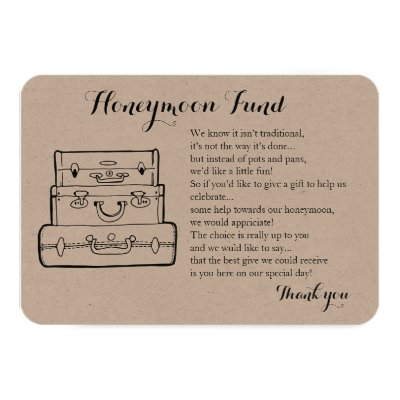 Honeymoon Fund Request Wedding Editable Color Card Zazzle