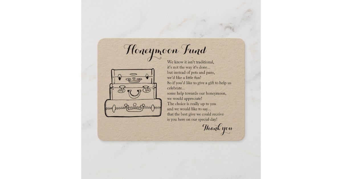 Honeymoon fund request wedding insert card