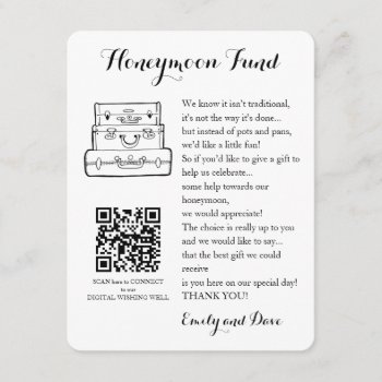 Honeymoon Fund Request Wedding Qr Code Enclosure Card by DesignbyRedline at Zazzle