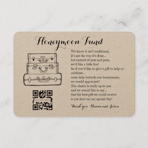 Honeymoon fund request wedding with QR insert card