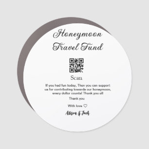 Honeymoon fund scan QR codeadd name Car Magnet