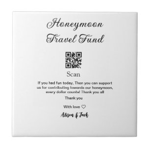 Honeymoon fund scan QR codeadd name Ceramic Tile
