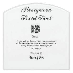 Honeymoon fund scan QR codeadd name  Door Sign