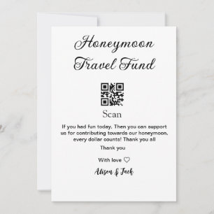 Honeymoon fund scan QR codeadd name Invitation