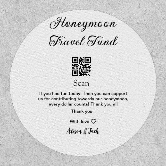Honeymoon fund scan QR codeadd name  Patch (Front)