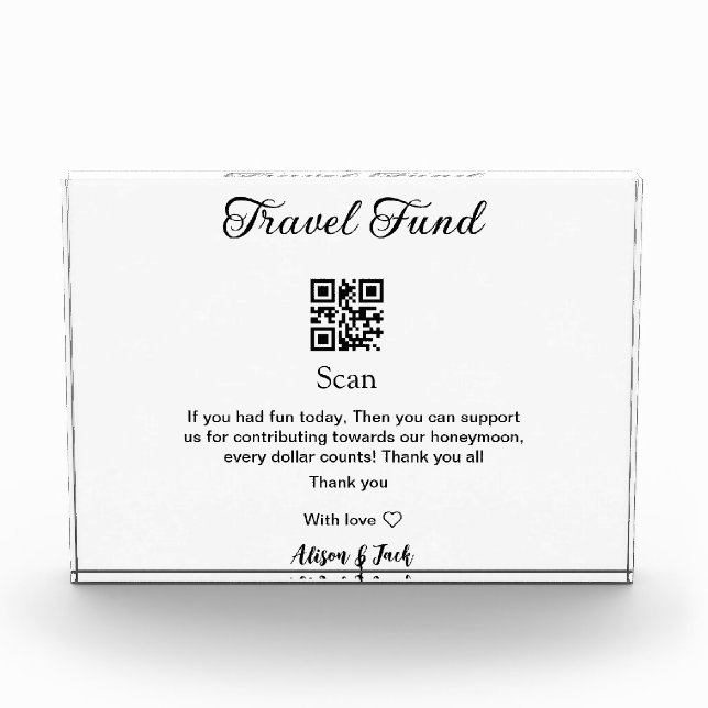 Honeymoon fund scan QR codeadd name  Photo Block (Front)