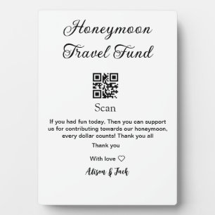 Honeymoon fund scan QR codeadd name  Plaque