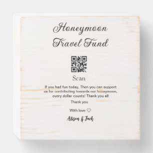 Honeymoon fund scan QR codeadd name Wooden Box Sign