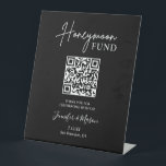 Honeymoon Fund Sign, QR Code Honeymoon Wish Black Pedestal Sign<br><div class="desc">Honeymoon fund sign is a fun way to allow guests to donate to your honeymoon fund.</div>