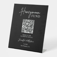 Honeymoon Fund Sign, QR Code Honeymoon Wish Black