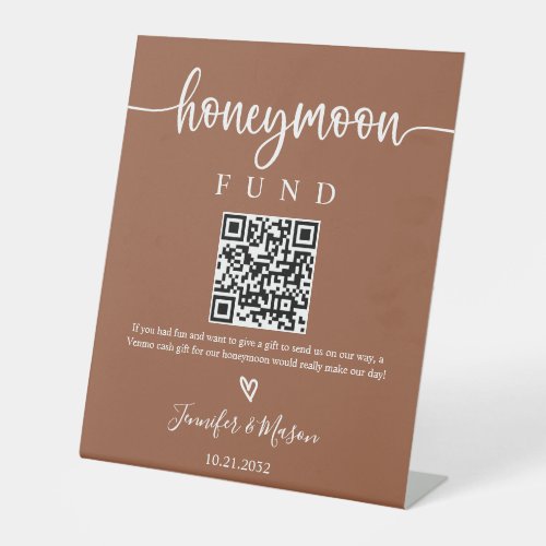 Honeymoon Fund Sign QR Code Honeymoon Wish Pedest Pedestal Sign